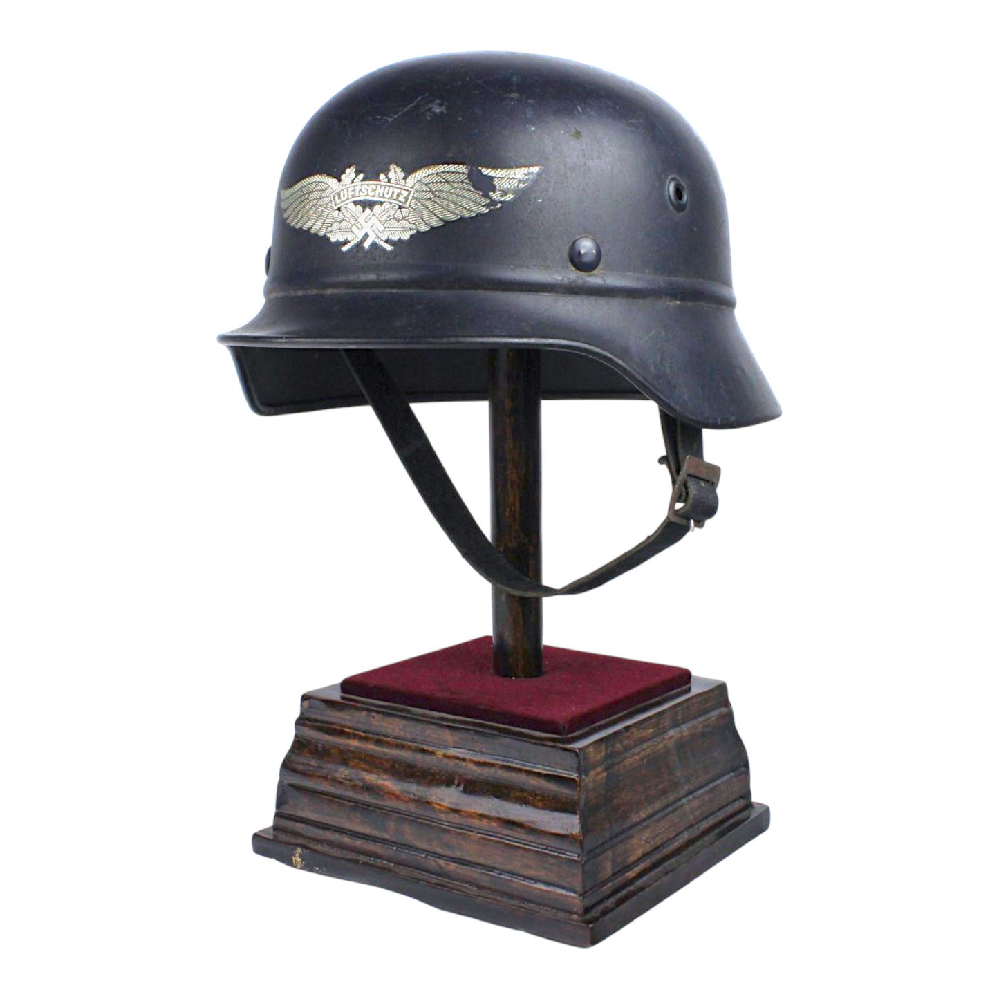 Fantastic German WW2 M40 Luftschutz Helmet Q66 with Complete Liner & Chinstrap