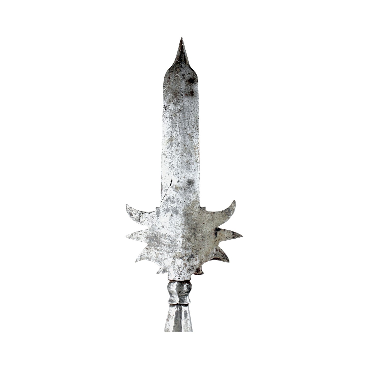 American Revolutionary War Era Partisan Spear-Point Halberd Head with Long Haft Straps