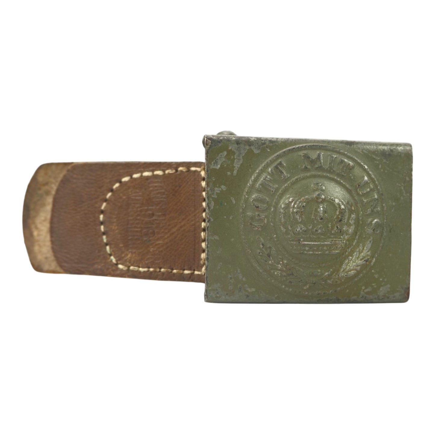 German WWI Prussian Enlisted Mans "Gott Mit Uns" Belt Buckle w/ Marked 1918 Belt | Veteran Bringback