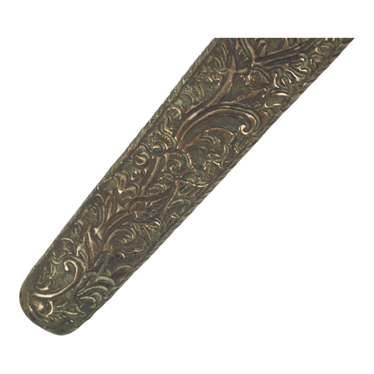 Indonesian Javanese 18th-19th Century Keris Kris with Silvered Two-Sided Sheath