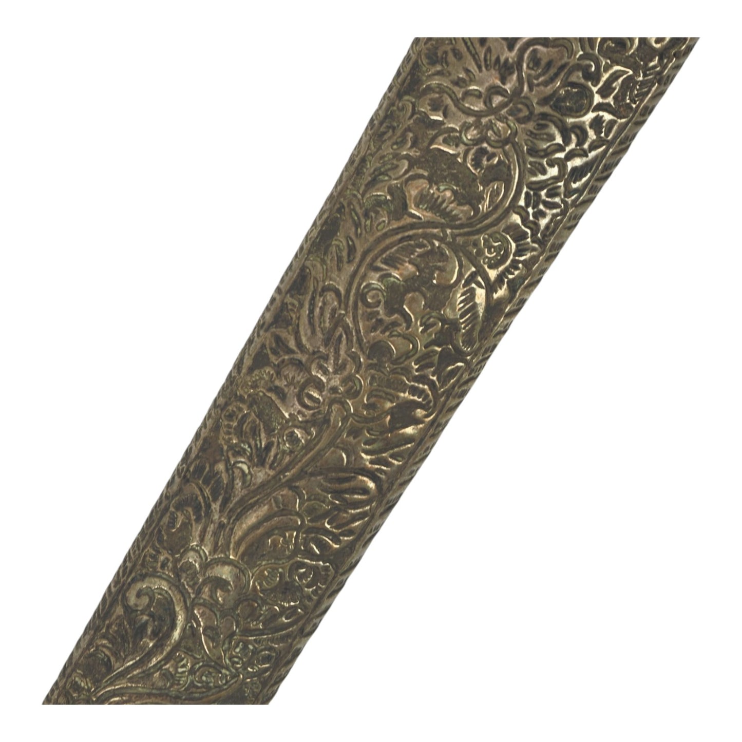 Indonesian Javanese 18th-19th Century Keris Kris with Silvered Two-Sided Sheath