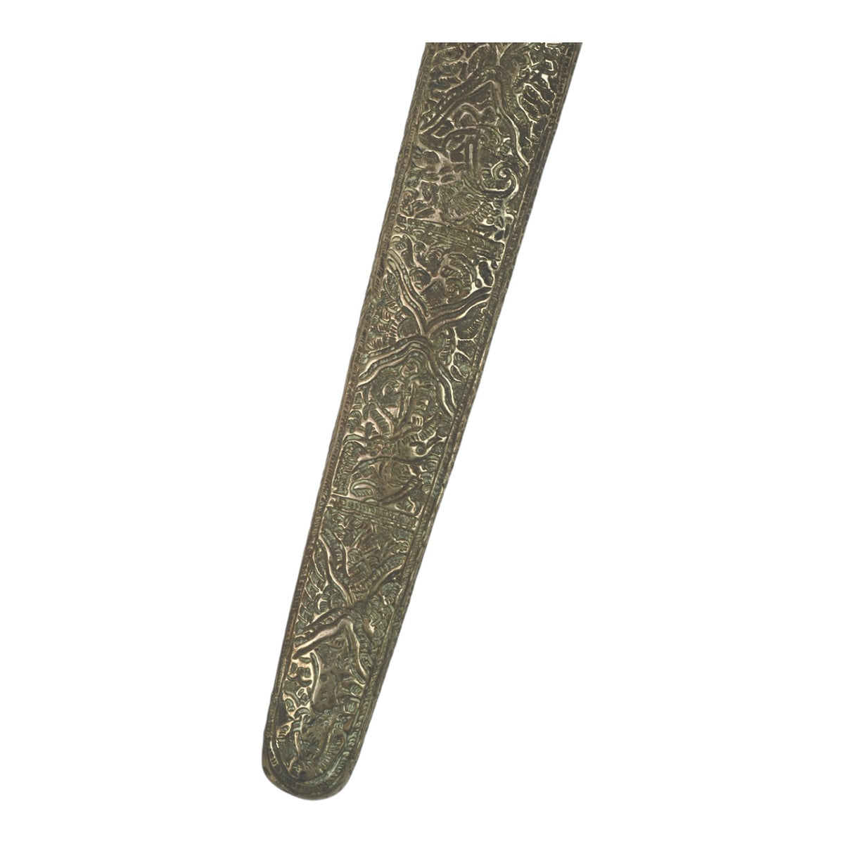 Indonesian Javanese 18th-19th Century Keris Kris with Silvered Two-Sided Sheath