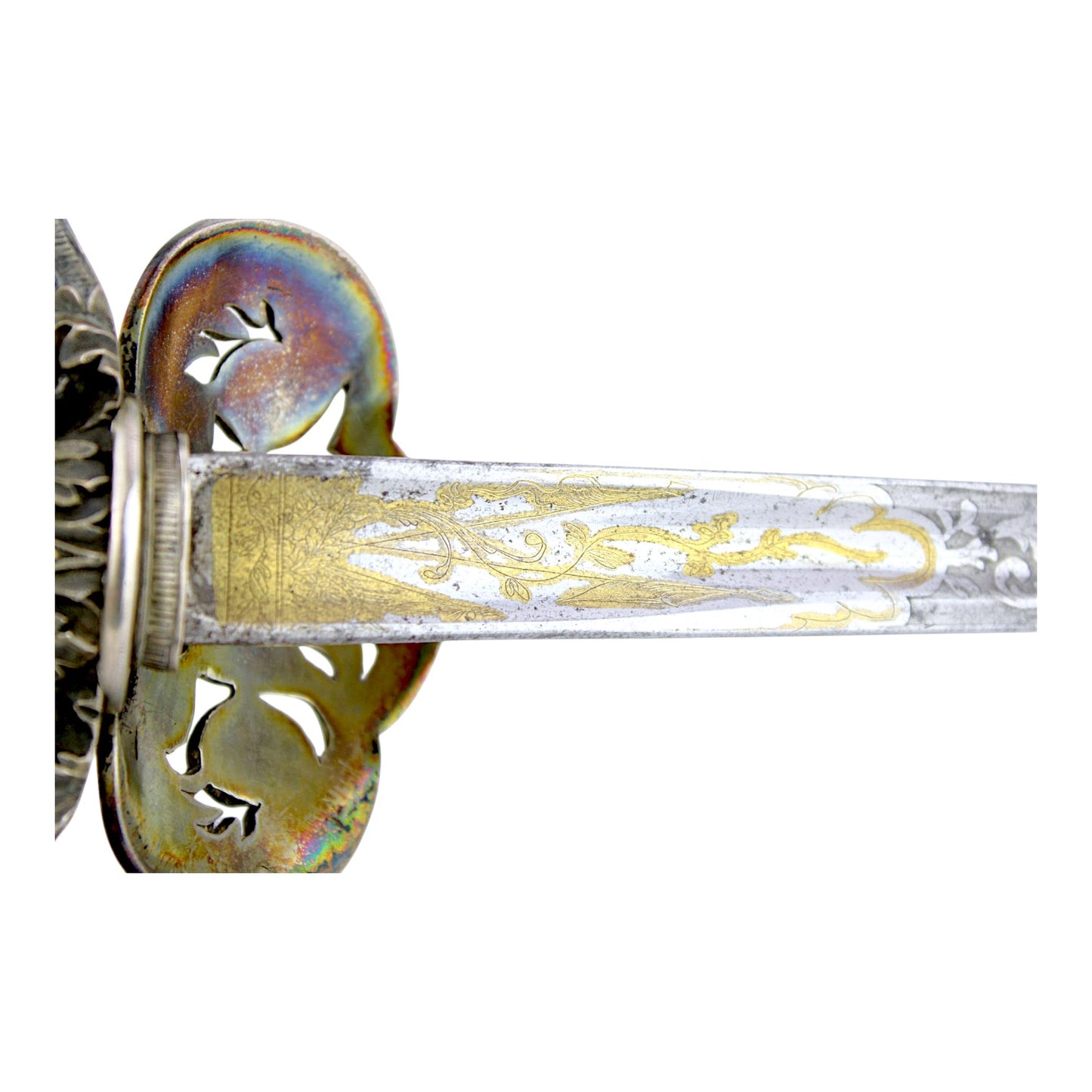 French First Empire Silver Hilt Napoleonic Court Sword with Eagle & Gold Blade