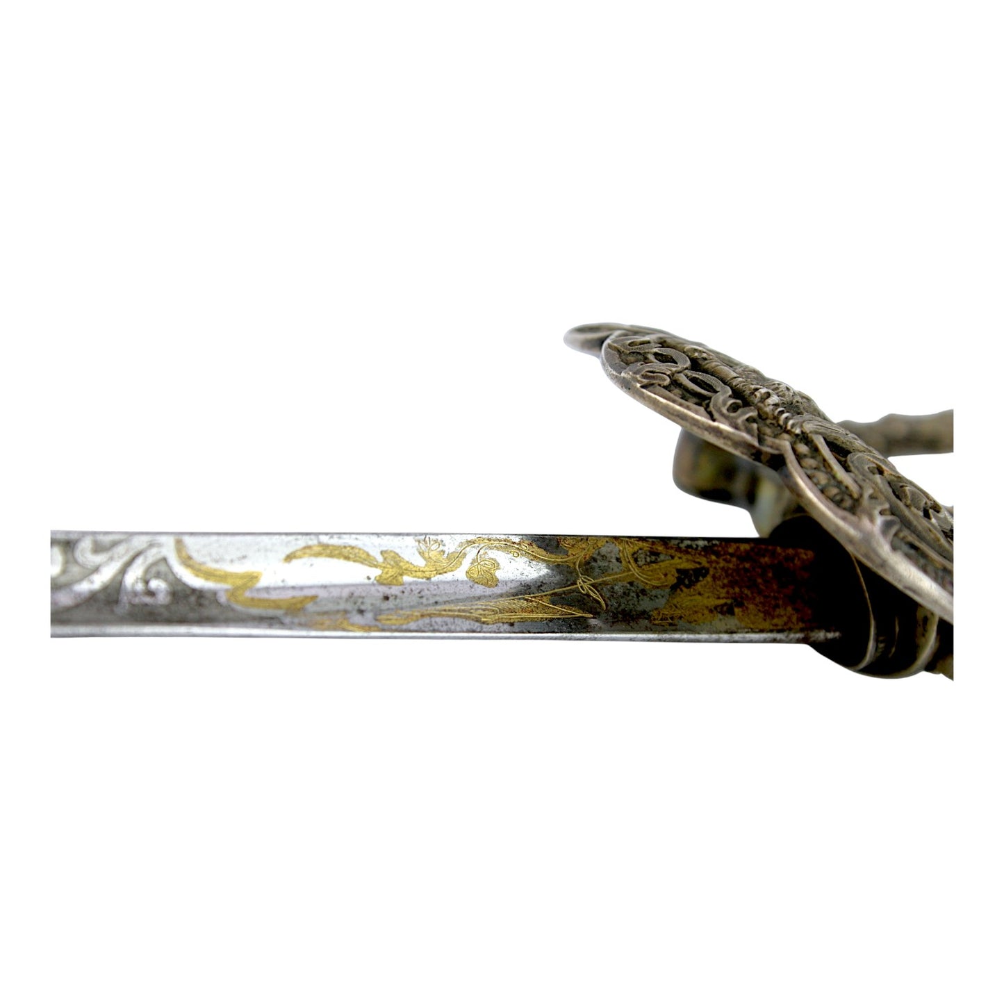 French First Empire Silver Hilt Napoleonic Court Sword with Eagle & Gold Blade