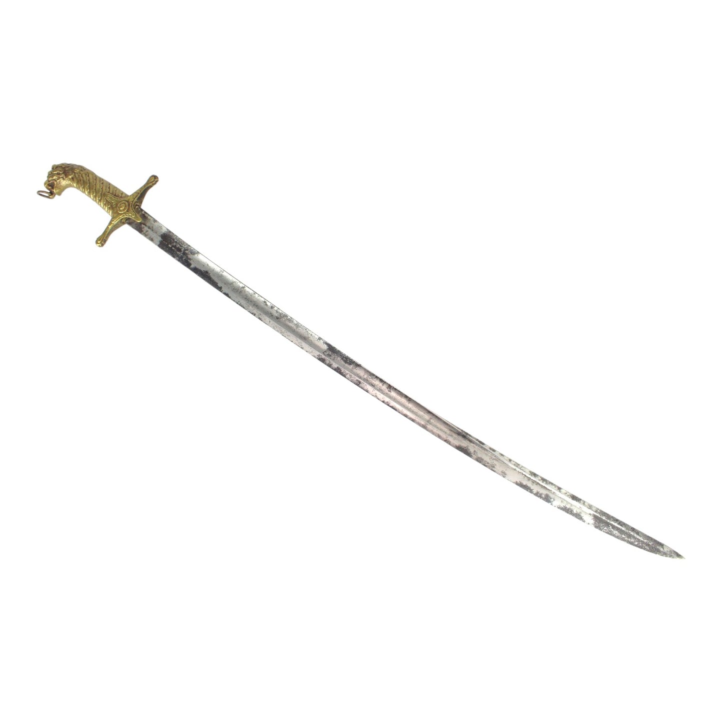 Shamshir Sword with Lion Head Pommel, Ring Mount & Museum Mark B-11-206