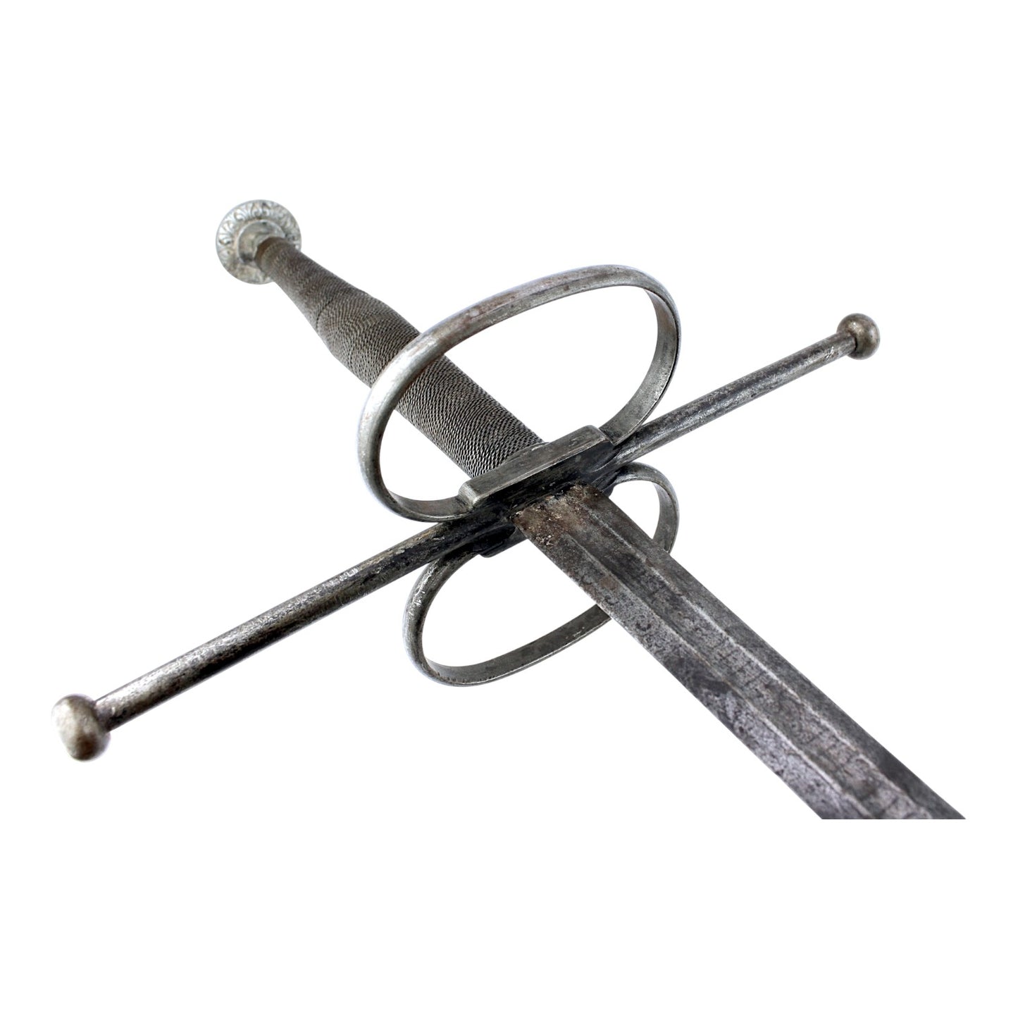 Spanish Conquistador Two-Handed Battle Sword with Double-Ring Guard & Latin Mottoes