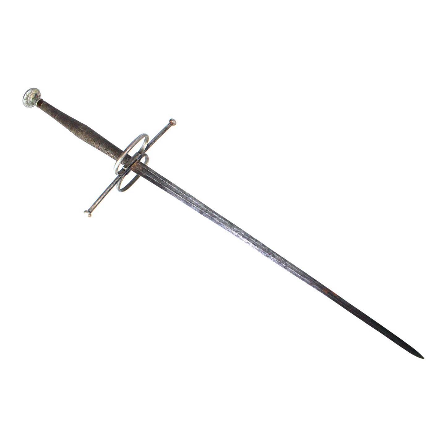 Spanish Conquistador Two-Handed Battle Sword with Double-Ring Guard & Latin Mottoes