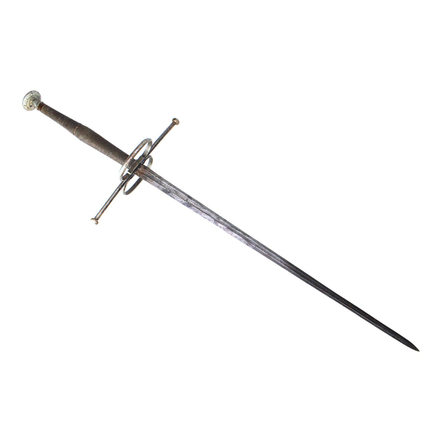 Spanish Conquistador Two-Handed Battle Sword with Double-Ring Guard & Latin Mottoes