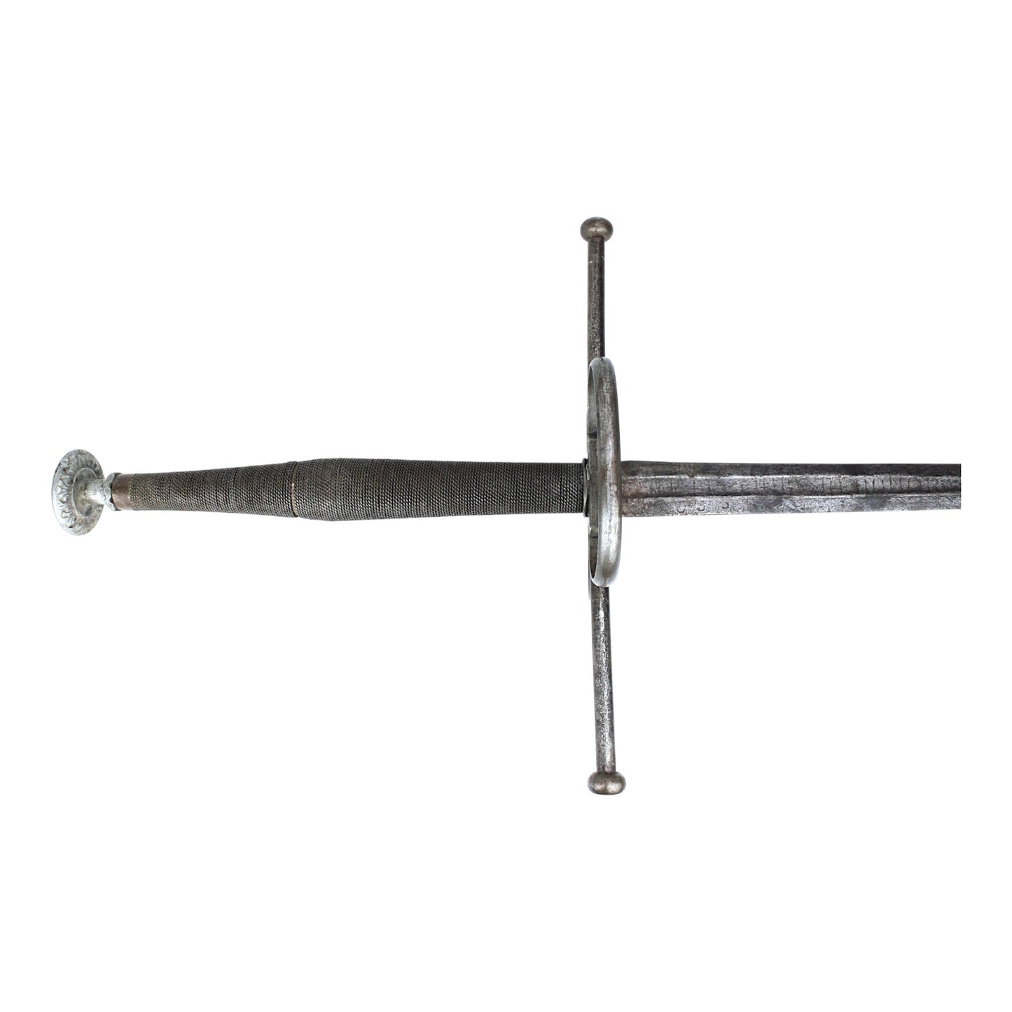 Spanish Conquistador Two-Handed Battle Sword with Double-Ring Guard & Latin Mottoes