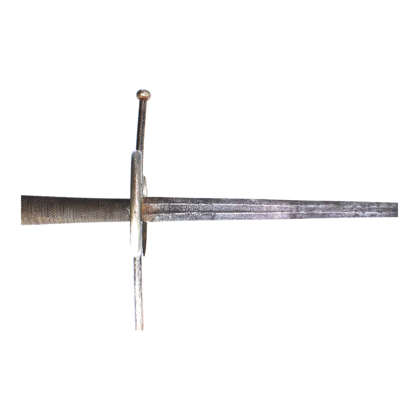 Spanish Conquistador Two-Handed Battle Sword with Double-Ring Guard & Latin Mottoes