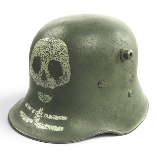 German WWI Transitional Finnish Kev Os 4 Helmet | Death’s Head Paint | Complete Liner & Chinstrap