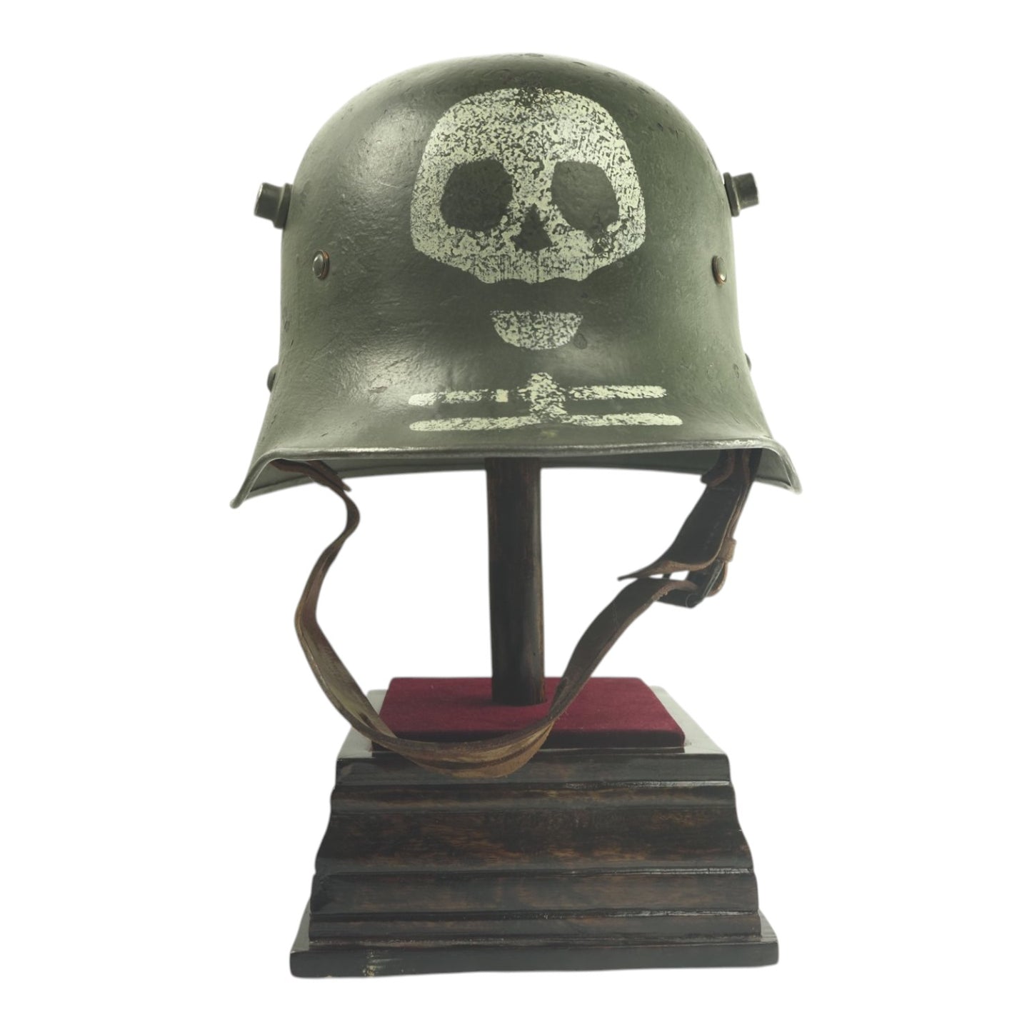 German WWI Transitional Finnish Kev Os 4 Helmet | Death’s Head Paint | Complete Liner & Chinstrap