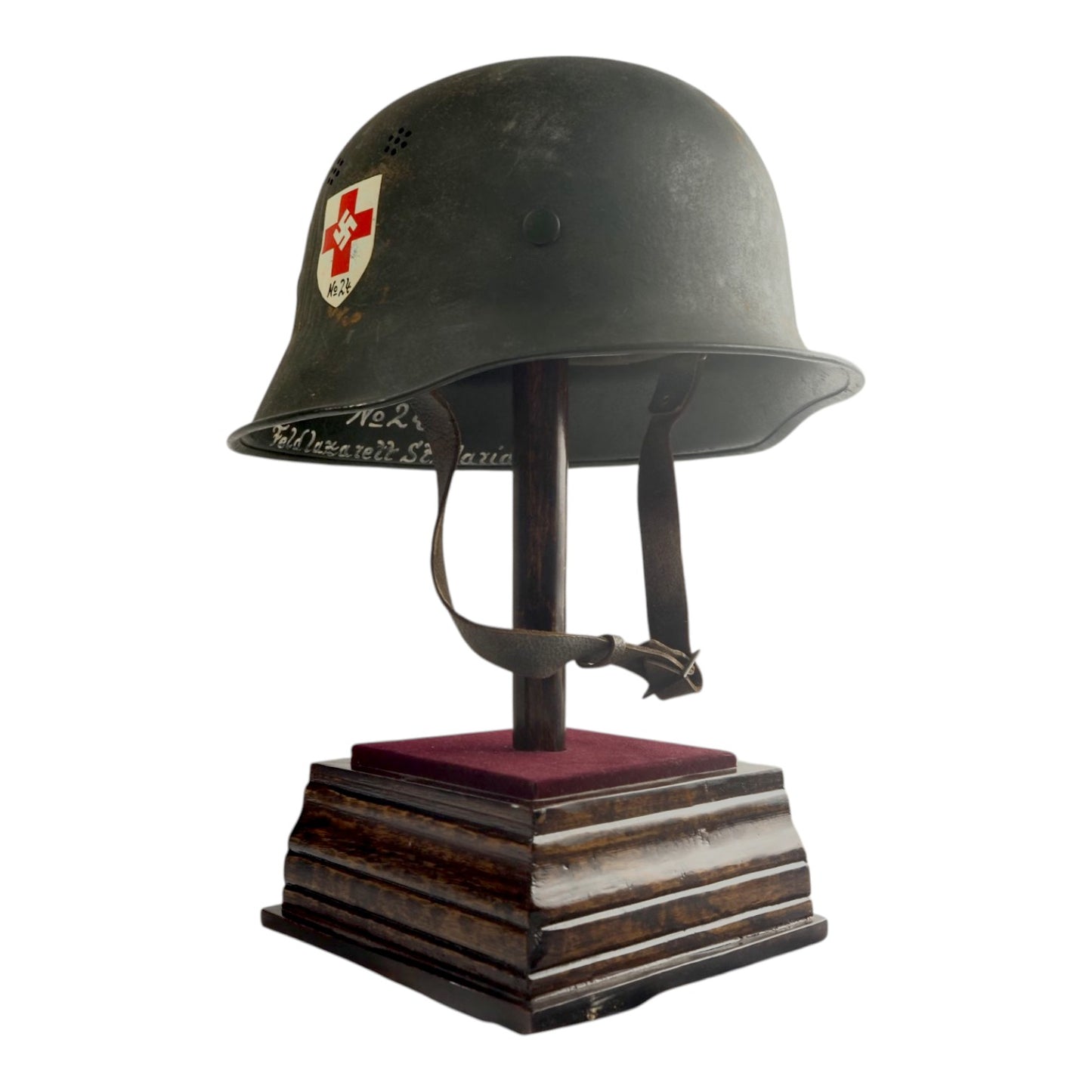 German WWII DRK Red Cross Double Decal Personnel Stahlhelm M34 "No. 24" Field Hospital Helmet