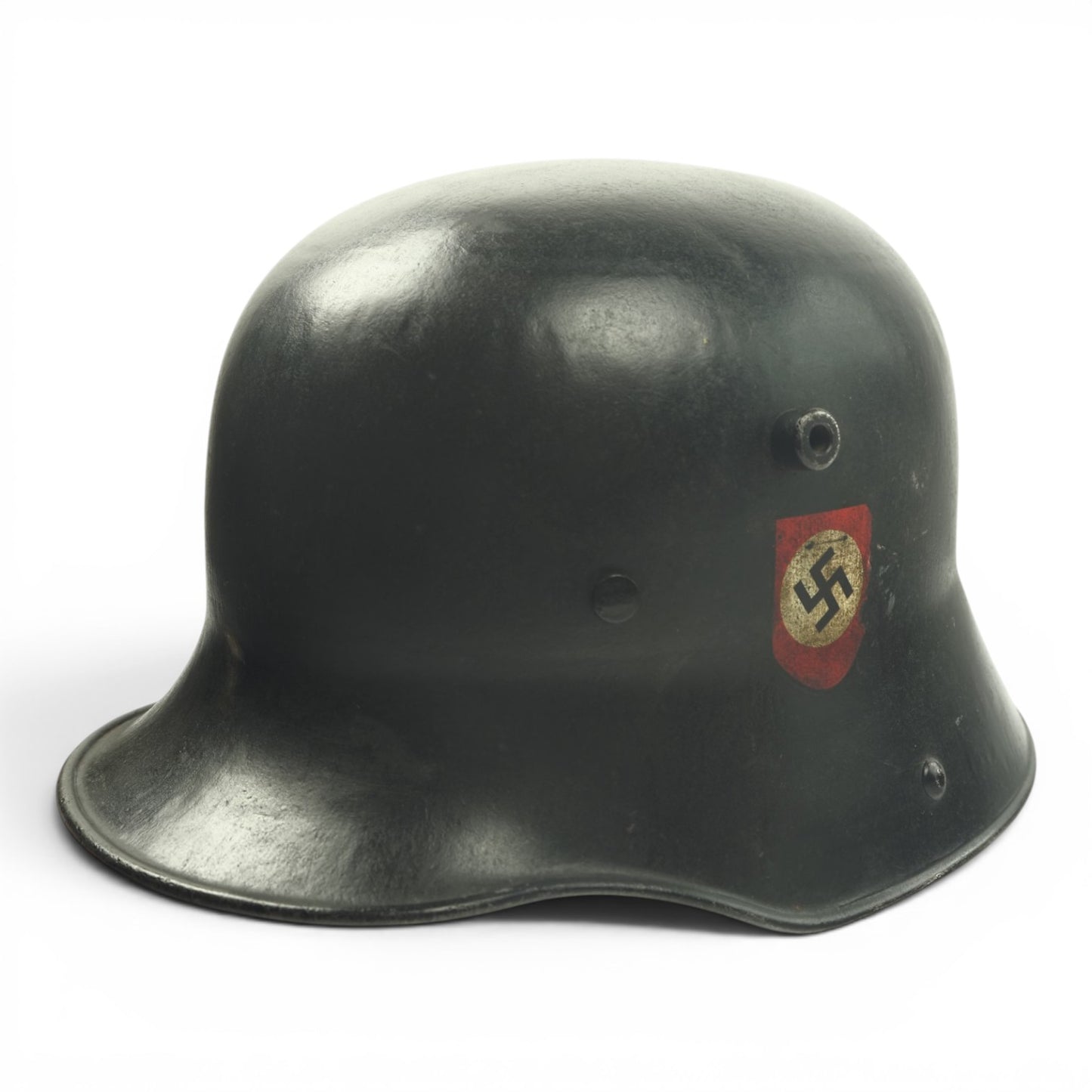 German WW2 M16 Allgemeine-SS Black Double Decal Transitional Helmet, Rare Size and Prod - W66