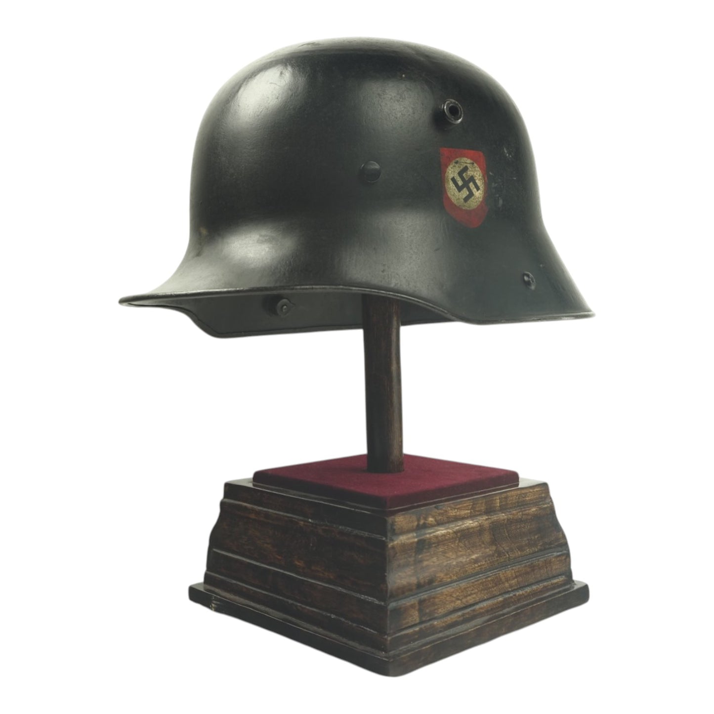 German WW2 M16 Allgemeine-SS Black Double Decal Transitional Helmet, Rare Size and Prod - W66