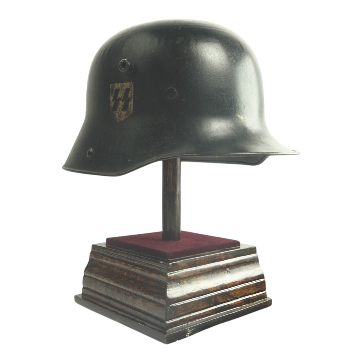 German WW2 M16 Allgemeine-SS Black Double Decal Transitional Helmet, Rare Size and Prod - W66