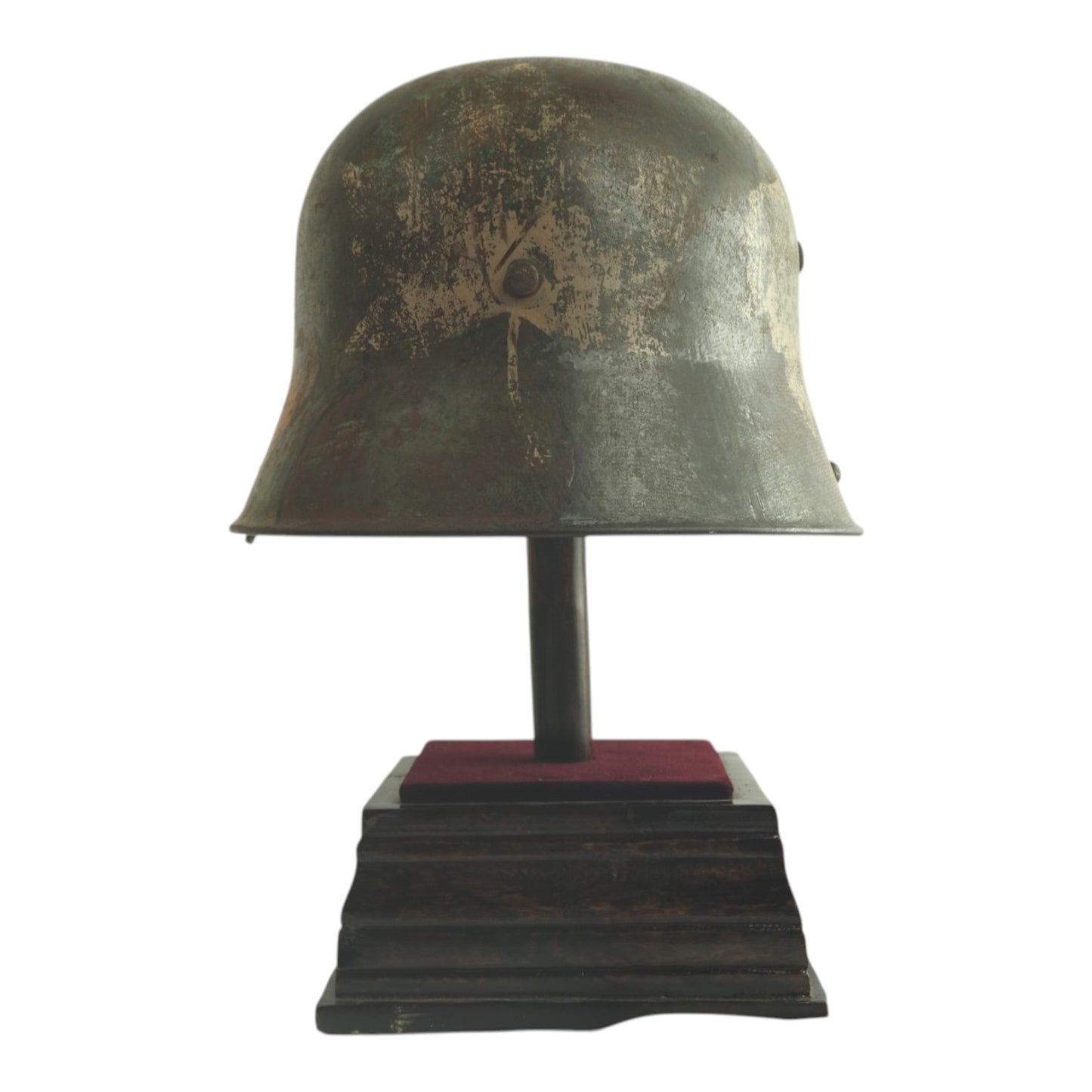 German WWI Leaf Camouflage Steel Helmet | RIR 120 Marked | Veteran Iron Cross Paint | RARE!