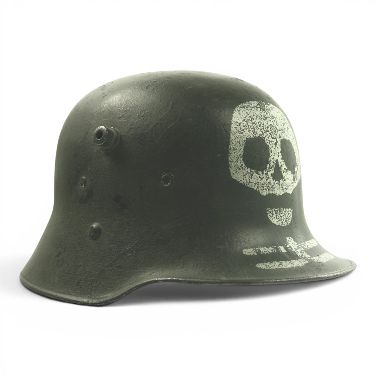 German WWI Transitional Finnish Kev Os 4 Helmet | Death’s Head Paint | Complete Liner & Chinstrap