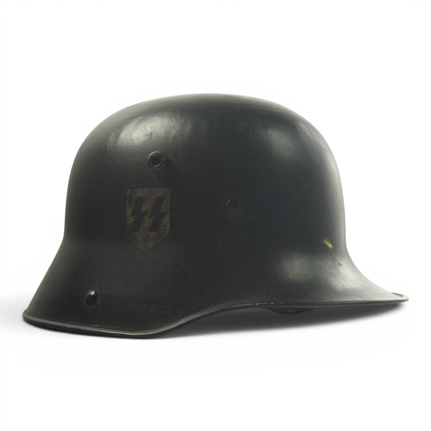 German WW2 M16 Allgemeine-SS Black Double Decal Transitional Helmet, Rare Size and Prod - W66