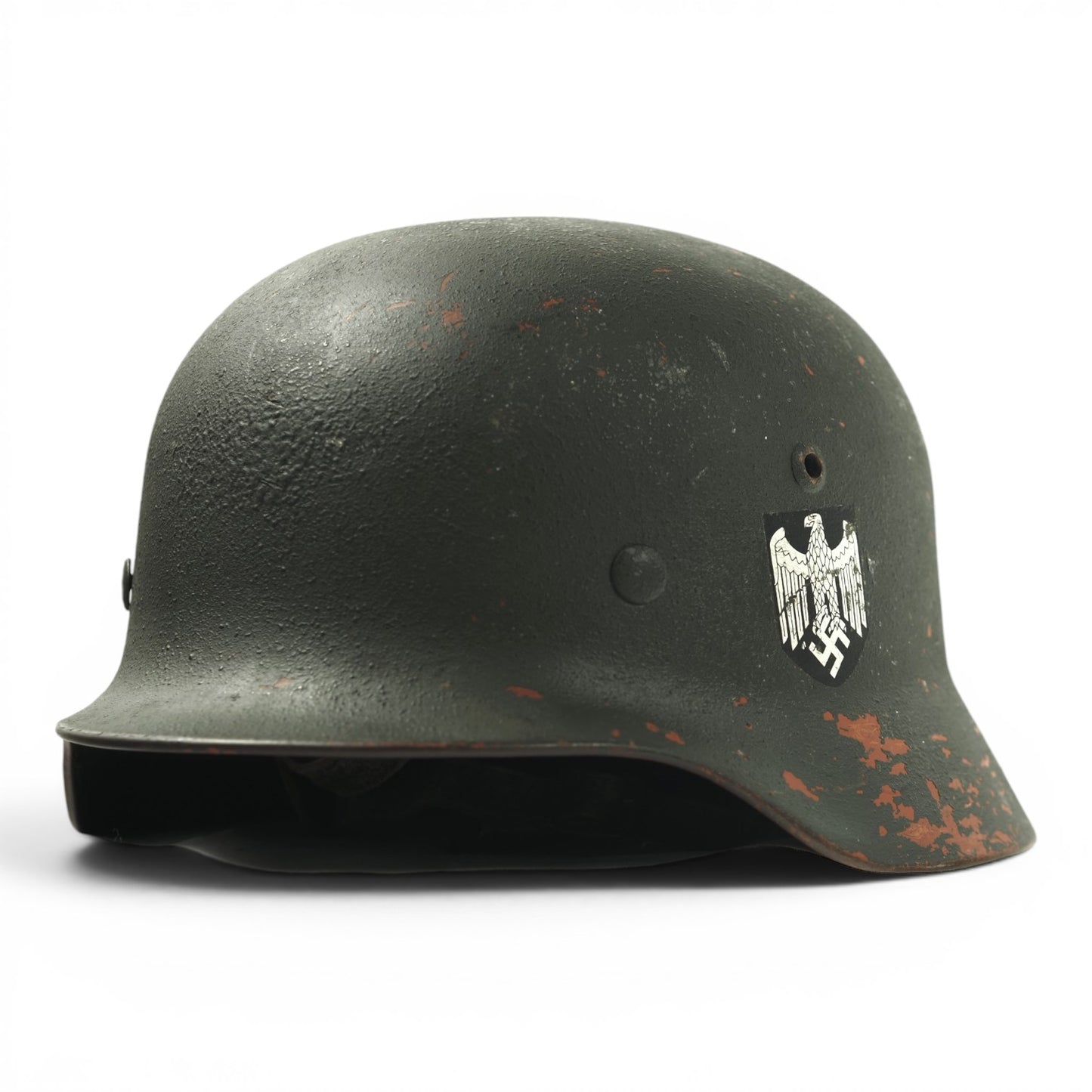 Named German WWII M35 Heer Helmet, Early Lot 081, Repainted from Afrika Korps Brown!