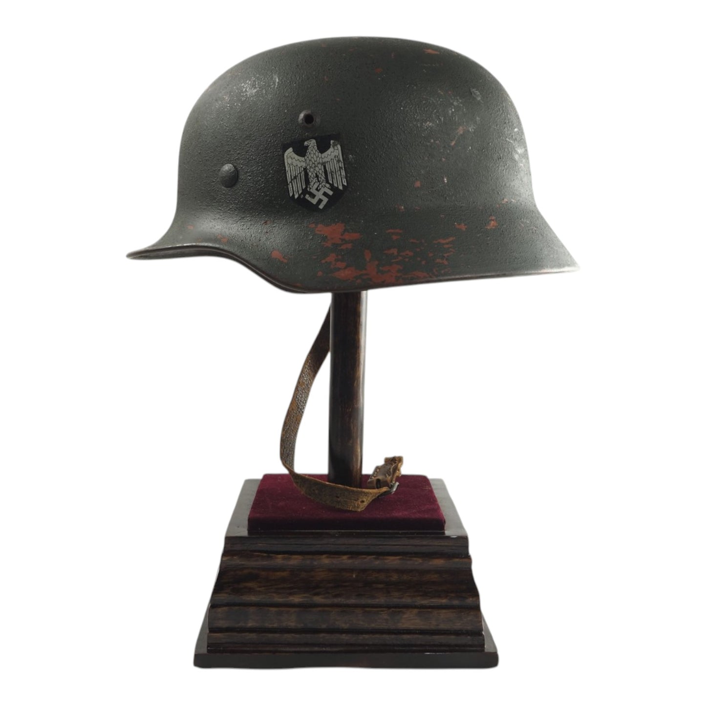 Named German WWII M35 Heer Helmet, Early Lot 081, Repainted from Afrika Korps Brown!