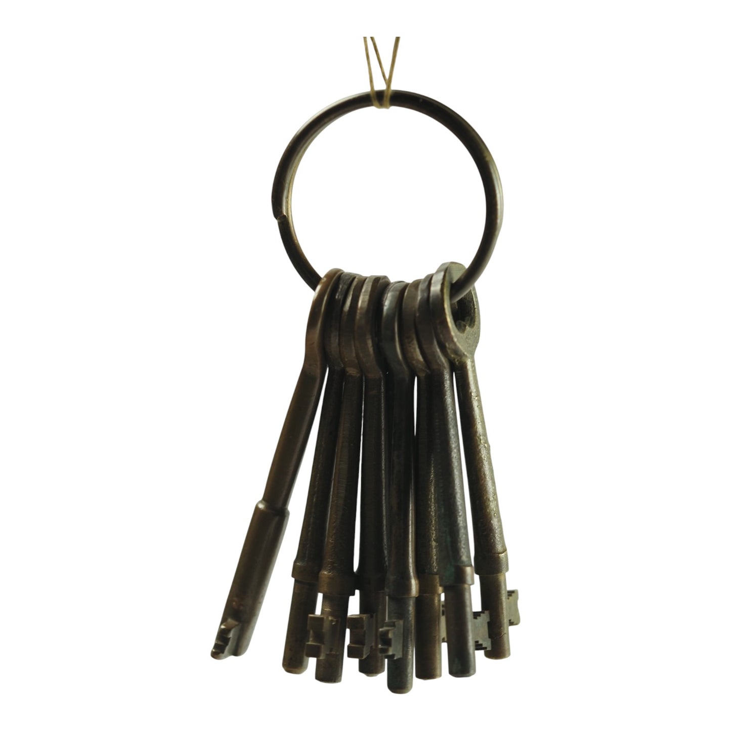 Vintage Railroad Brass Conductors Keyring w/ 9 Adlake Keys, 19/20th c Rare Antique Train Collectible