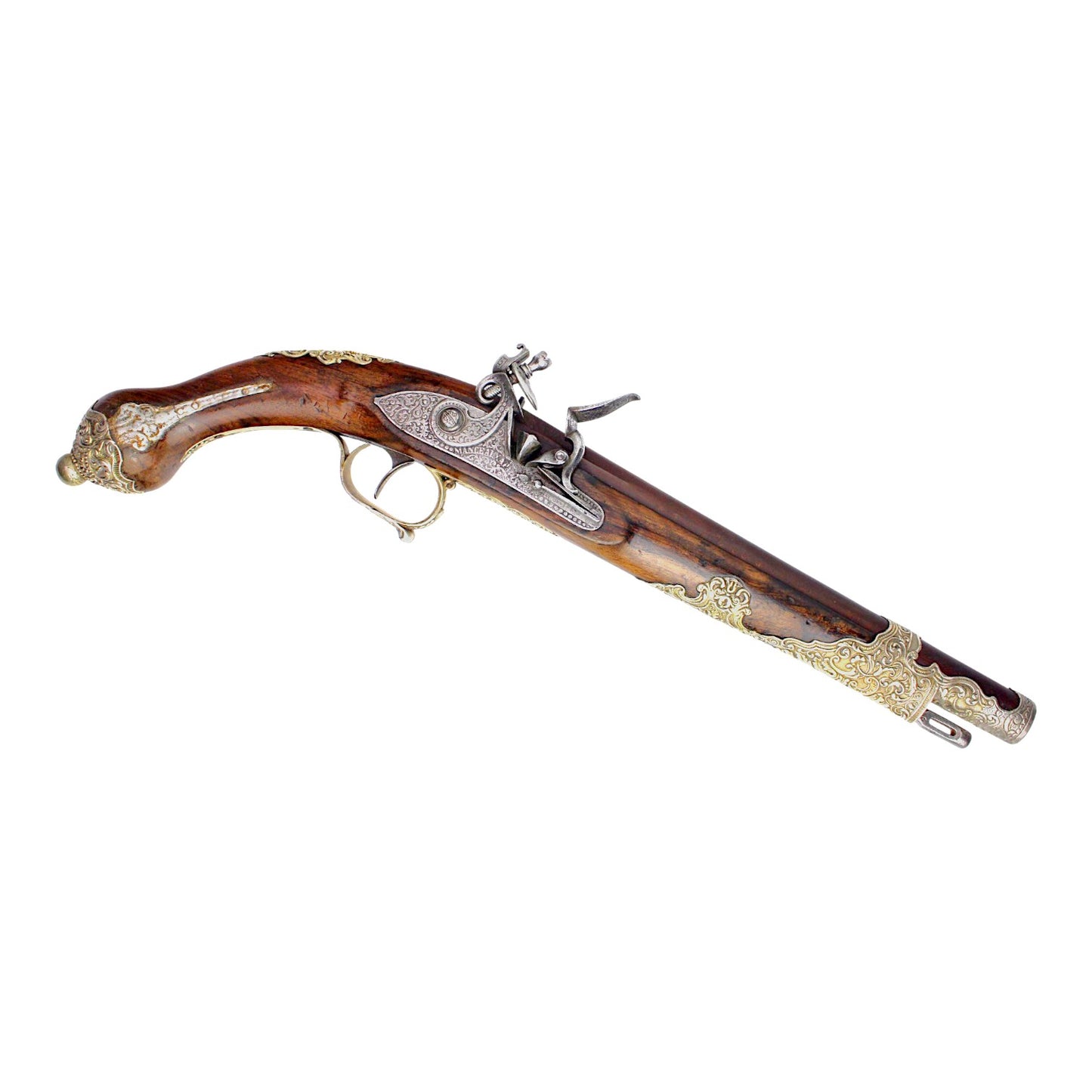 French Flintlock Pistol by Manceaux Paris with Silver Mounts, Sotheby’s Pair Reference