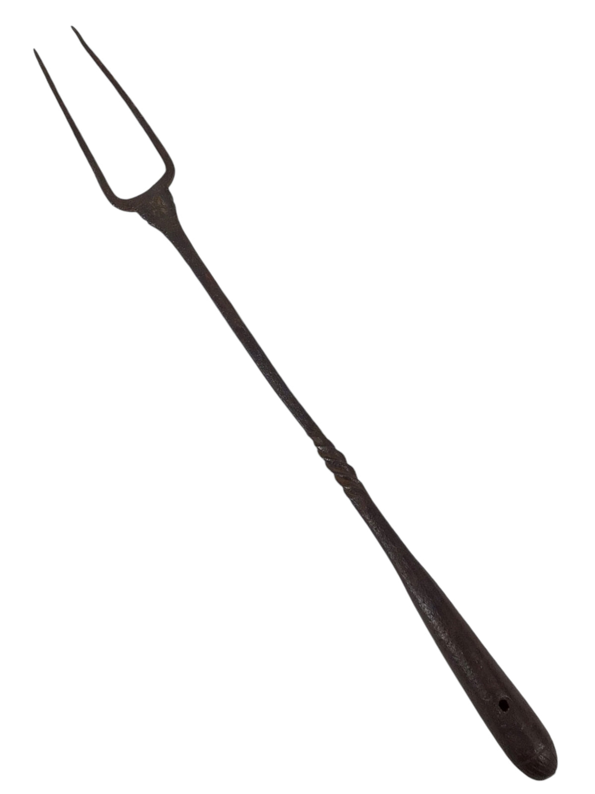 Medieval Iron Meat Fork with Struck Maker’s Mark, Twisted & Chiseled Work (English, French, or German Origin)