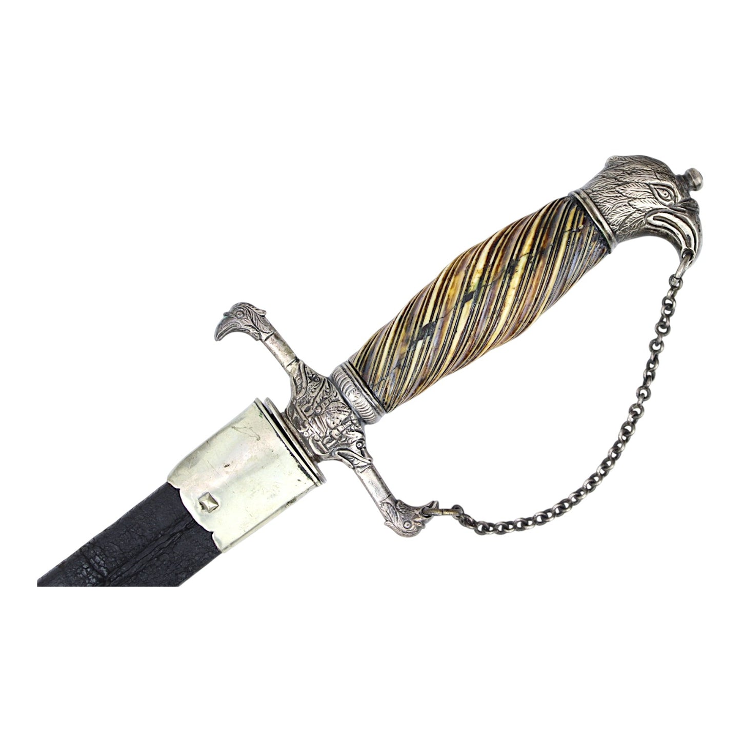 American Revolutionary War Silver Hilt Baltimore Eagle Head Naval Hanger, 1777-1783
