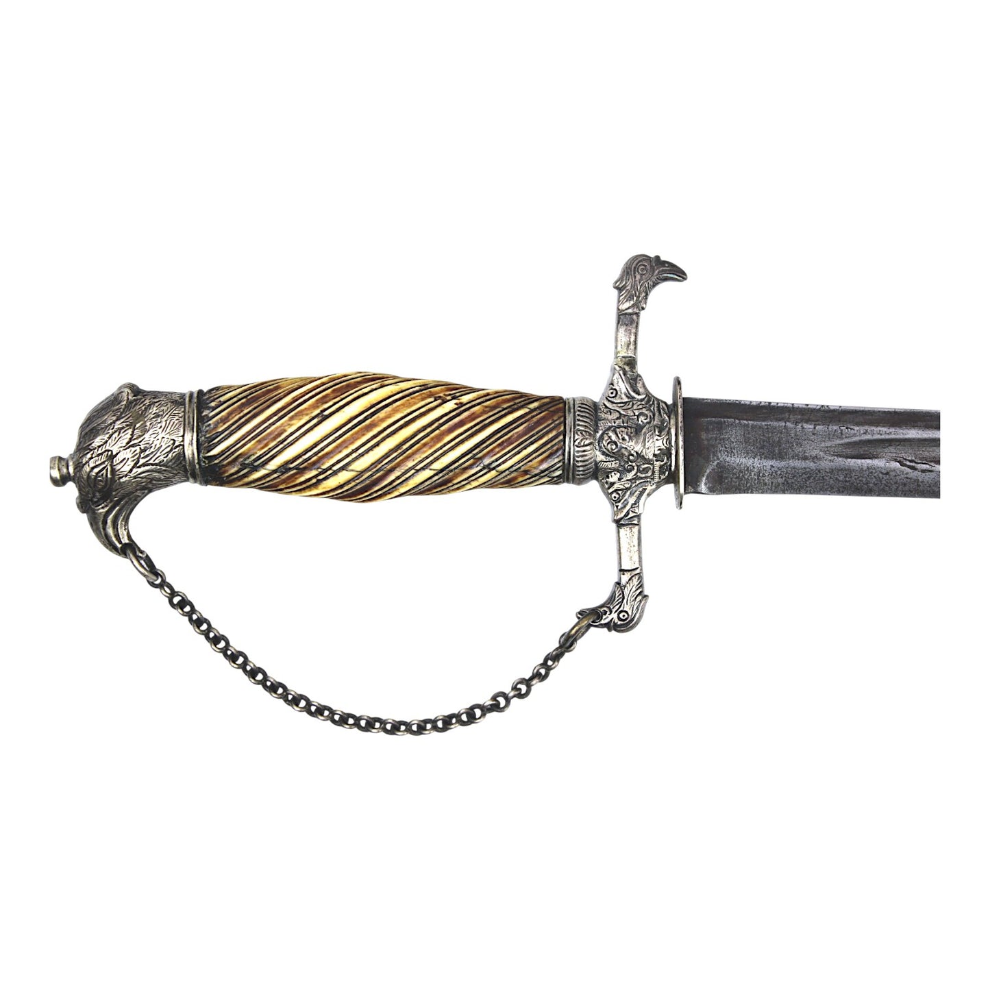 American Revolutionary War Silver Hilt Baltimore Eagle Head Naval Hanger, 1777-1783