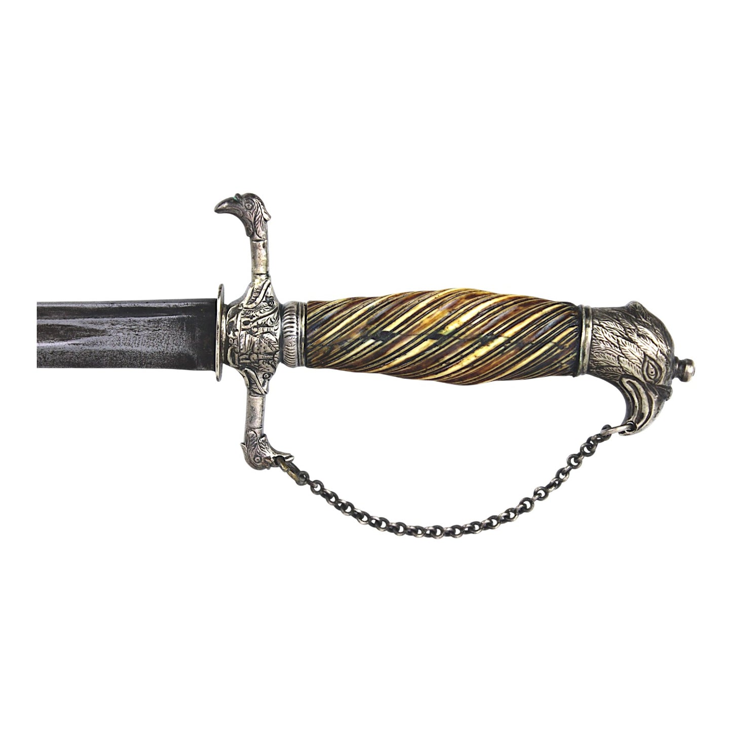 American Revolutionary War Silver Hilt Baltimore Eagle Head Naval Hanger, 1777-1783