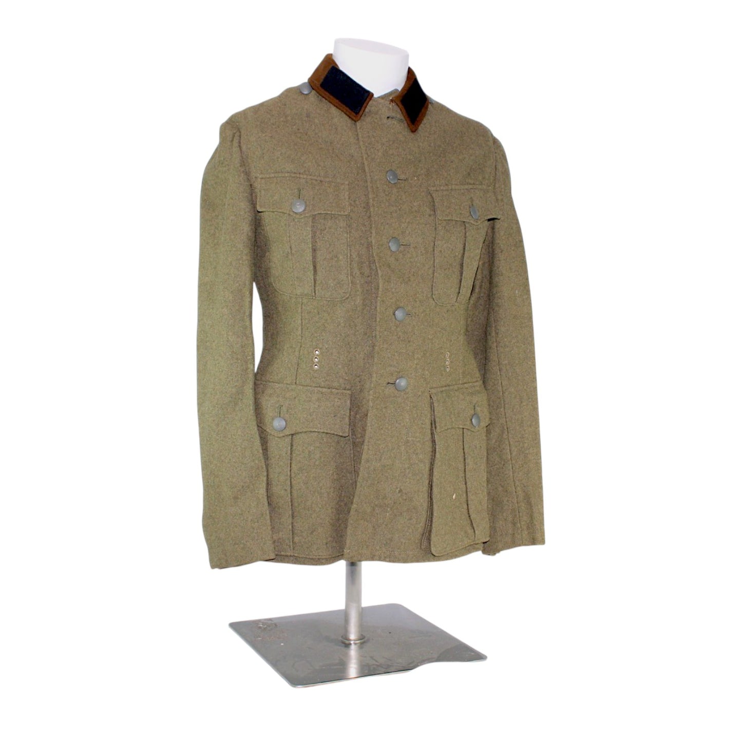 German WW2 SS or RAD Service Tunic with Black SS Collar Tabs, Possible Eastern European Conscript