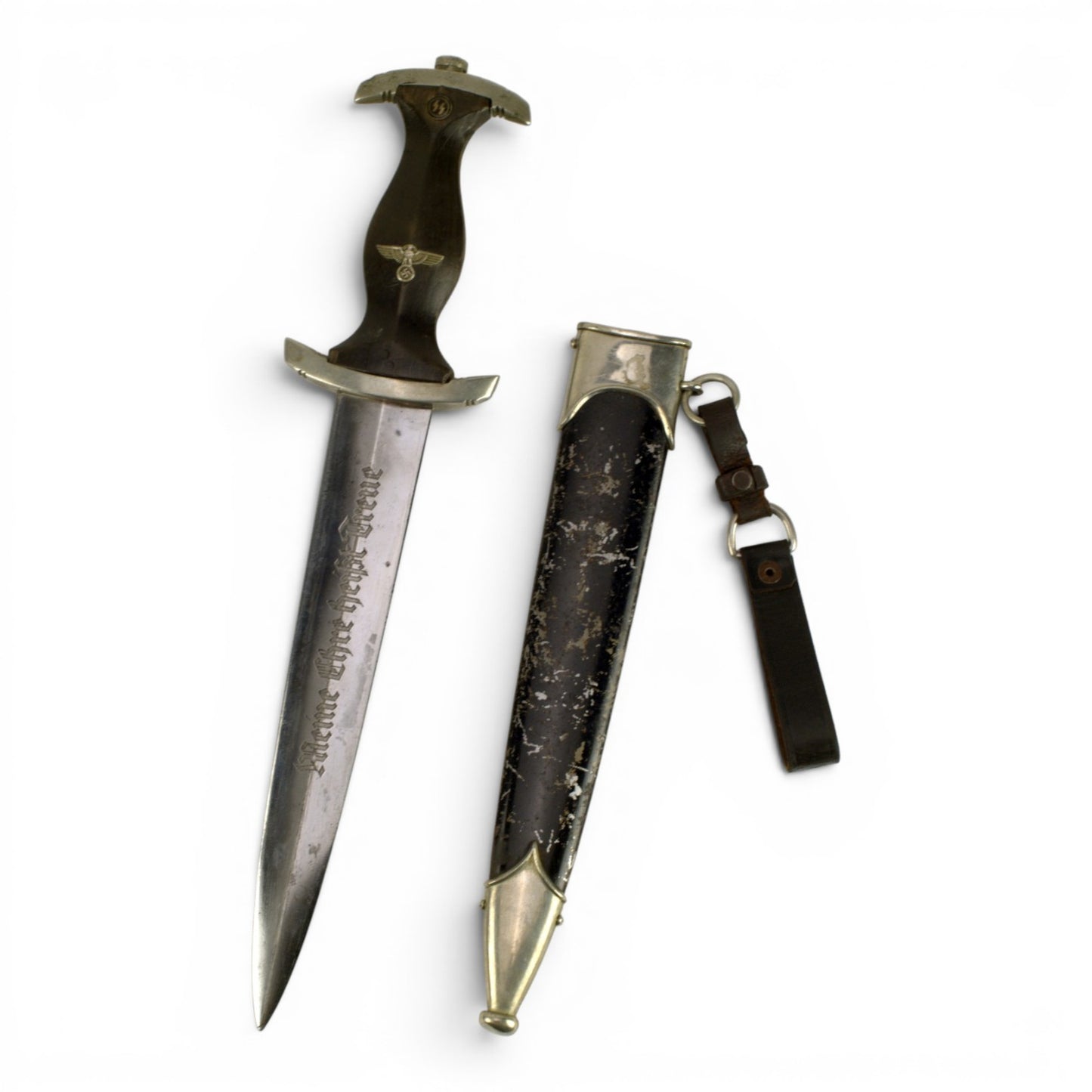 German WW2 SS Officer Dress Dagger by Rich. Abr. Herder with Scabbard & Hanger