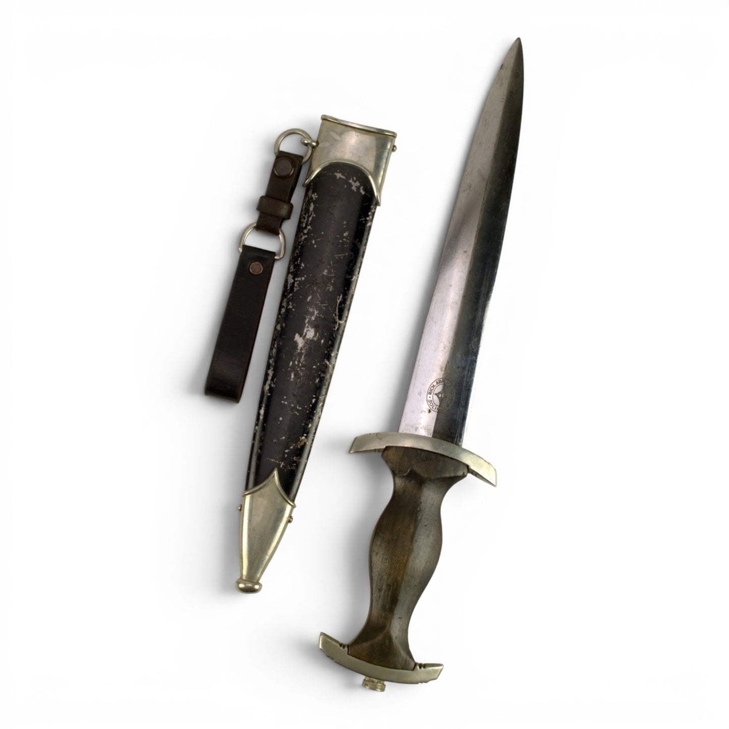 German WW2 SS Officer Dress Dagger by Rich. Abr. Herder with Scabbard & Hanger