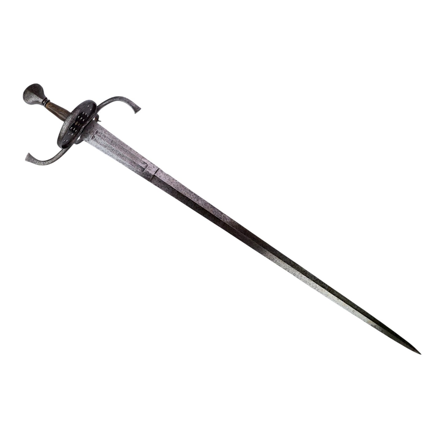 German or North European Decorated Double-Edged Sword c.1620 with Solingen Mark & Museum Number