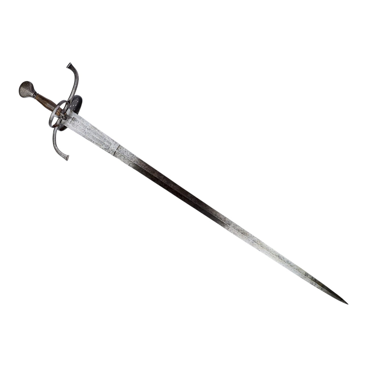 German or North European Decorated Double-Edged Sword c.1620 with Solingen Mark & Museum Number