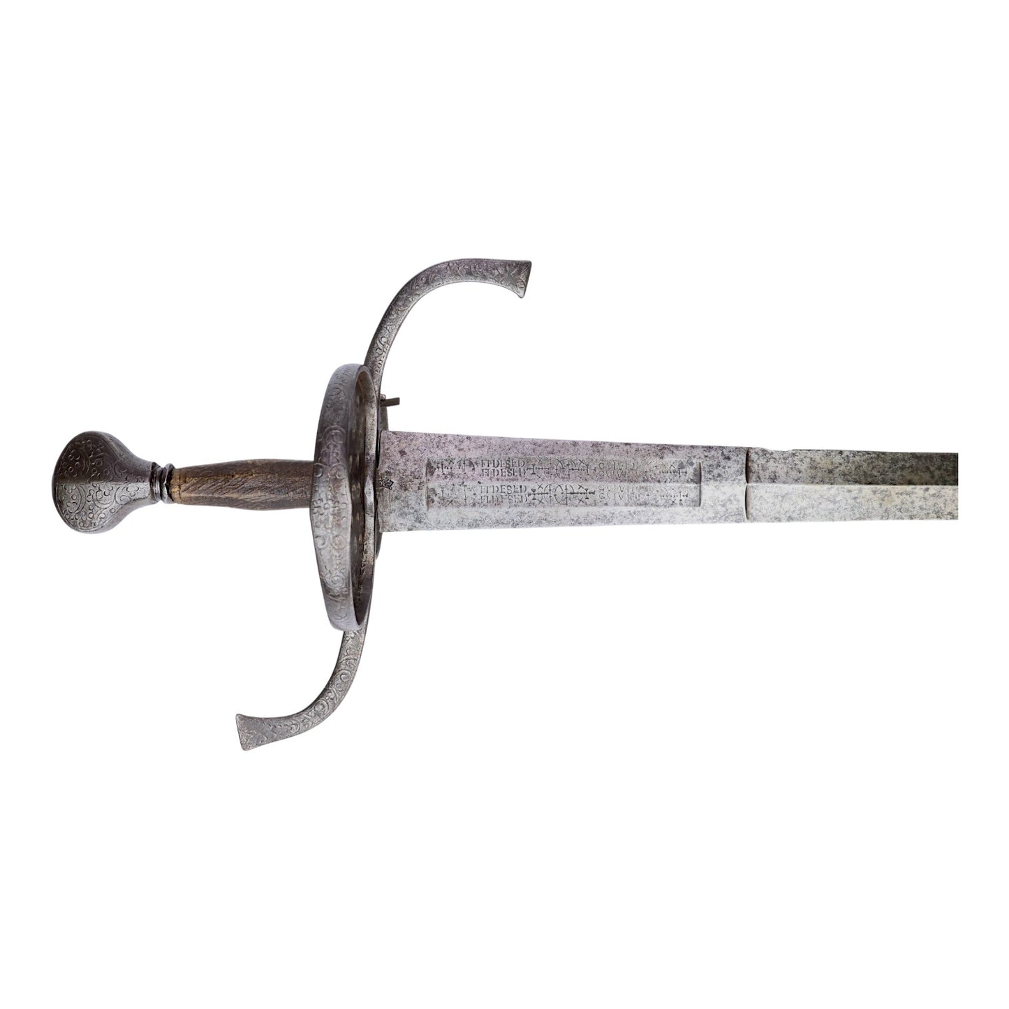 German or North European Decorated Double-Edged Sword c.1620 with Solingen Mark & Museum Number