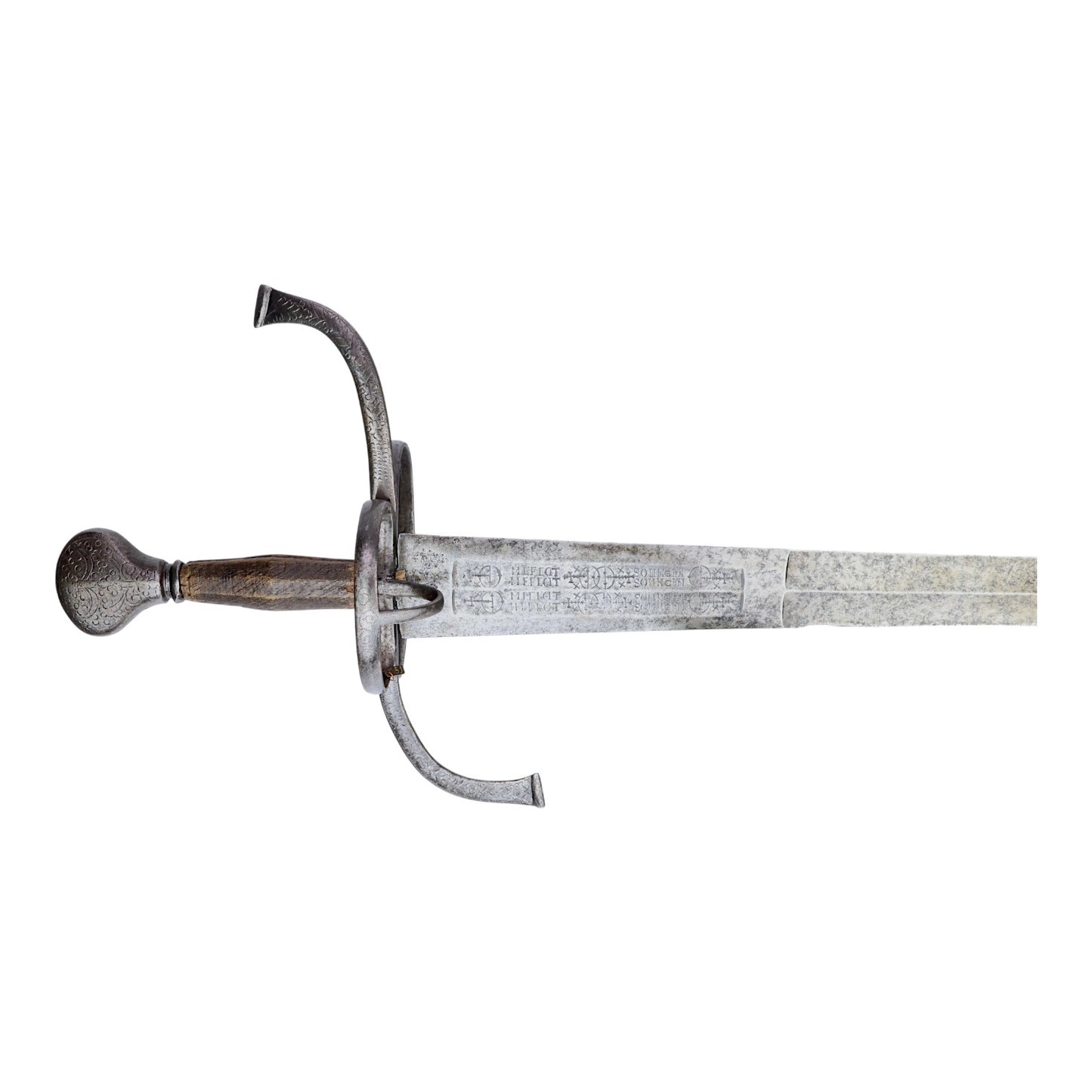 German or North European Decorated Double-Edged Sword c.1620 with Solingen Mark & Museum Number