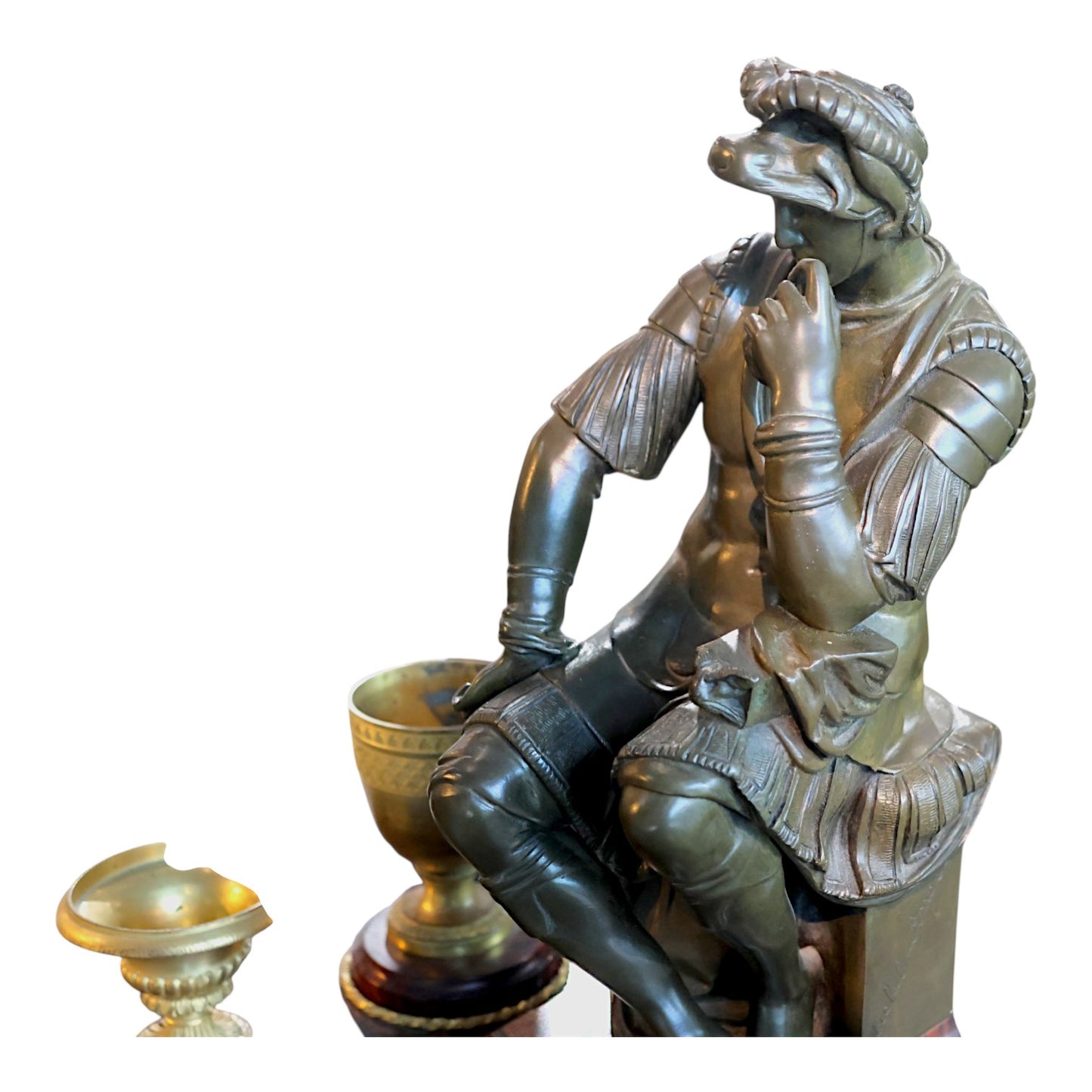 Gladiator Bust Sculpture with Latin Inscription by Richard Aurili (D.1914) - Dallas Estate