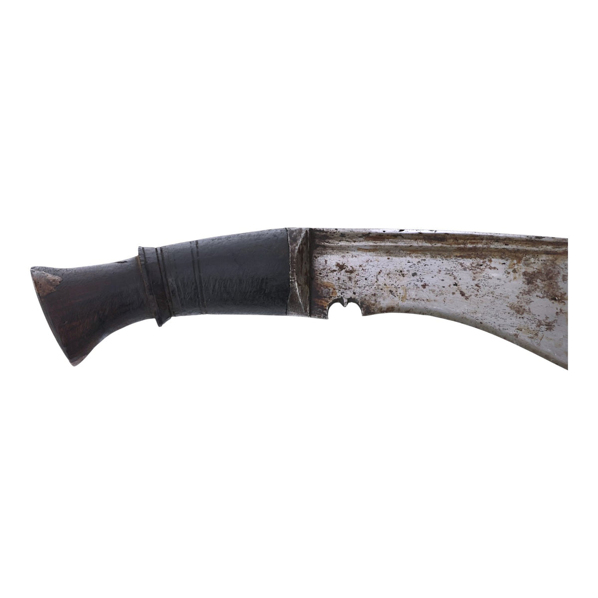 19th C. Nepalese Long Leaf Kukri with Signed Blade, Scabbard & Utility Knives