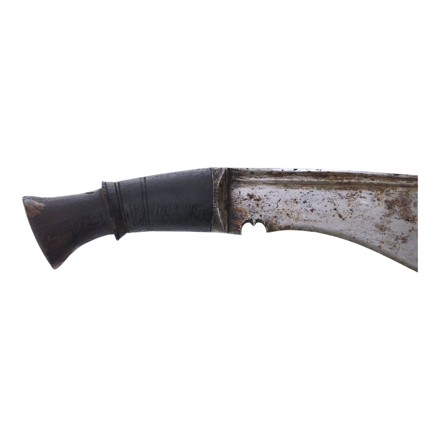 19th C. Nepalese Long Leaf Kukri with Signed Blade, Scabbard & Utility Knives