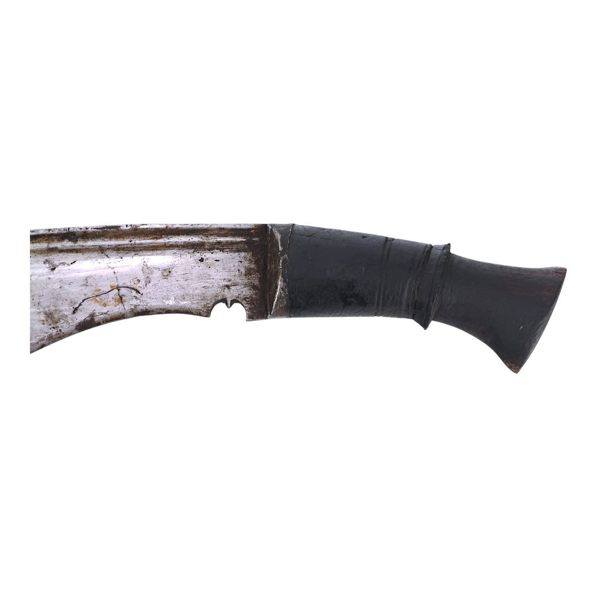 19th C. Nepalese Long Leaf Kukri with Signed Blade, Scabbard & Utility Knives