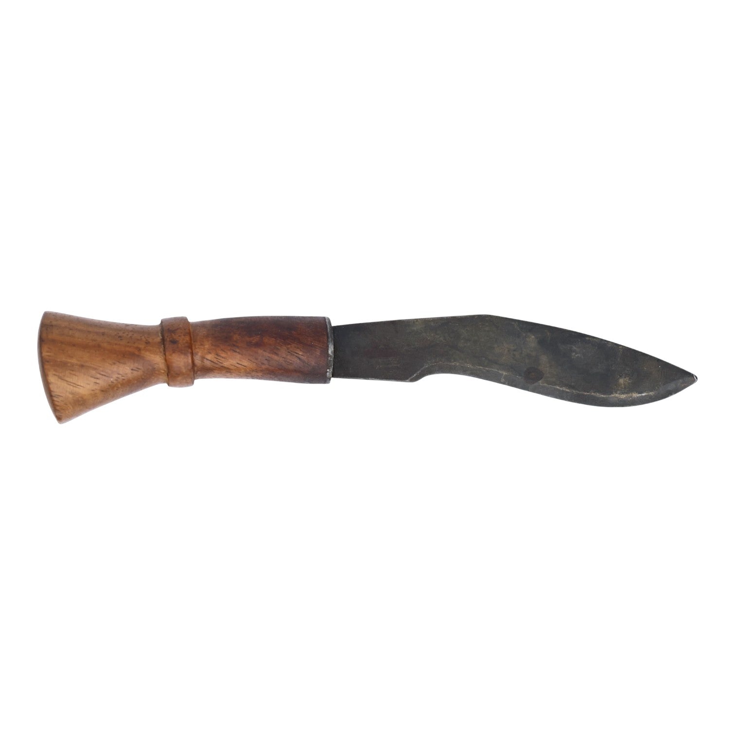19th C. Nepalese Long Leaf Kukri with Signed Blade, Scabbard & Utility Knives
