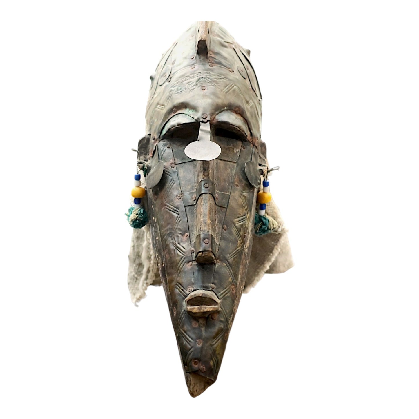 African Mali Marka Janus Double Face Helmet Mask with Metal Accents