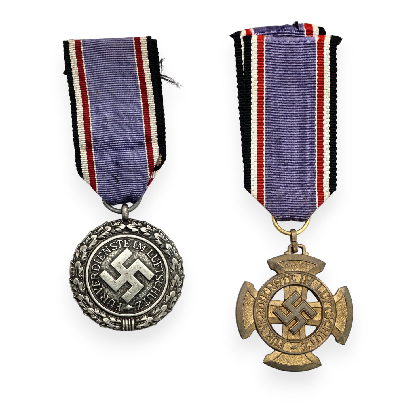 Rare German WW2 Luftschutz Civil Defense Decoration 1st & 2nd Class Medal Set, 1938