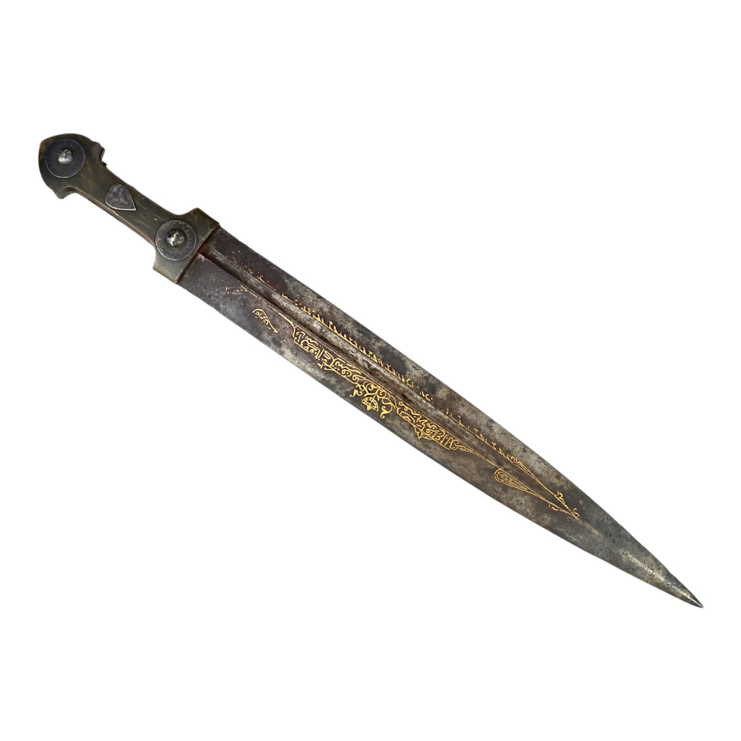 Turkish Kama Dagger beautiful Niello Silver Blade Inlays Bone Hilt est. 18th Century