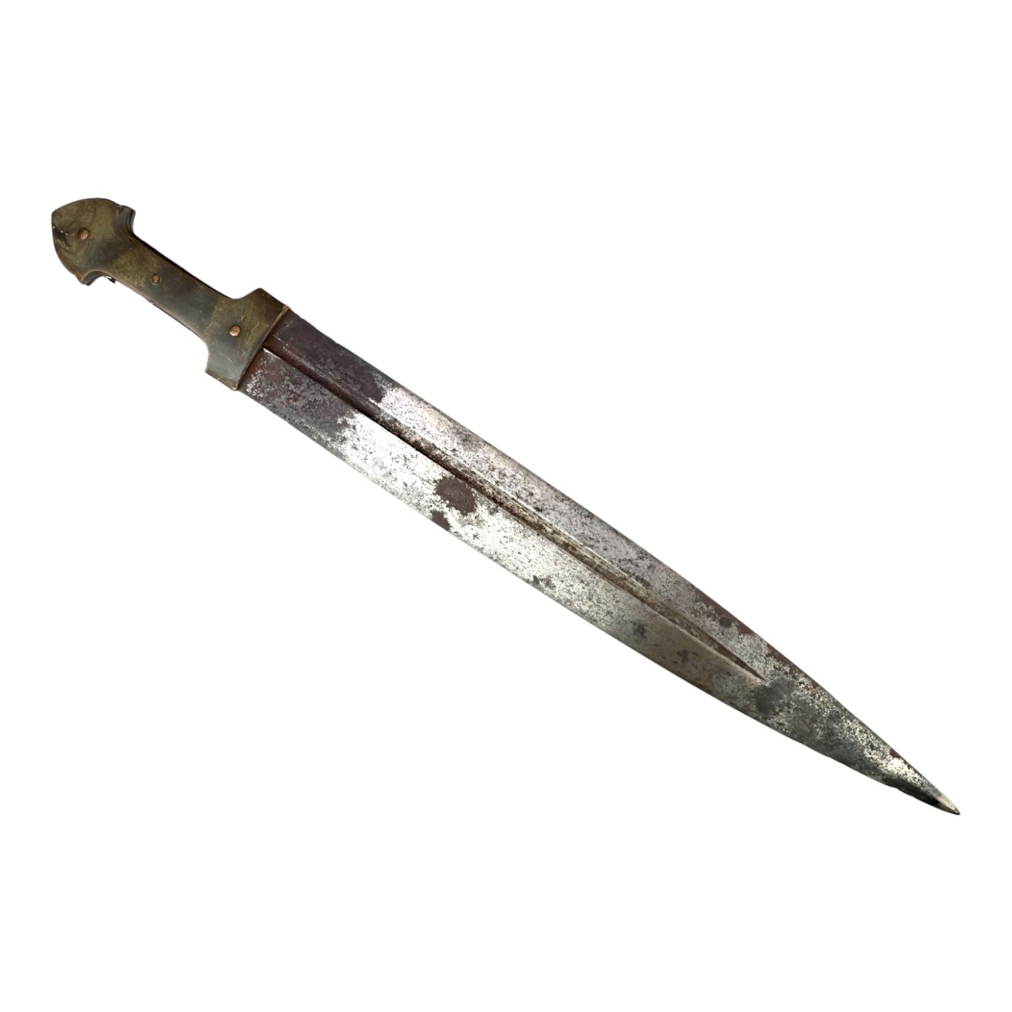 Turkish Kama Dagger beautiful Niello Silver Blade Inlays Bone Hilt est. 18th Century