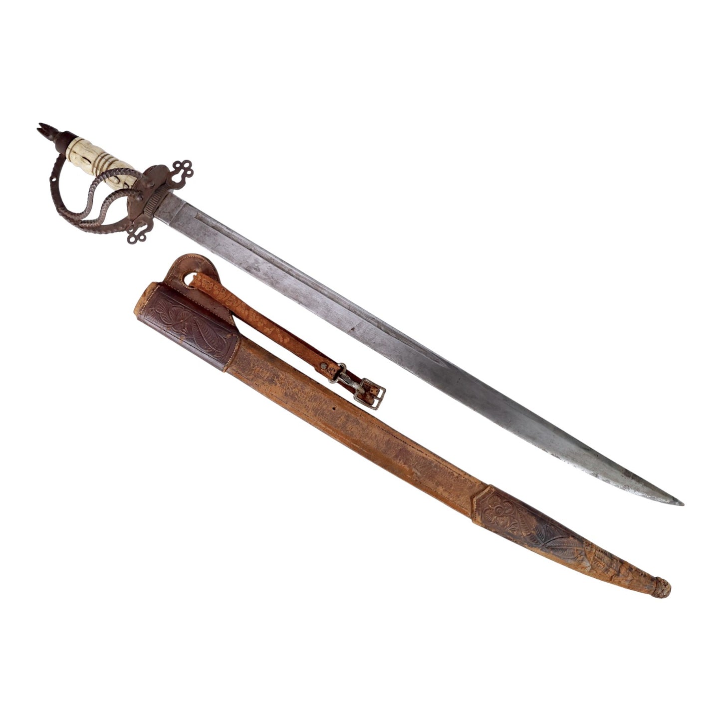 Mexican War Era Bone Handle Sword with Original Sheath