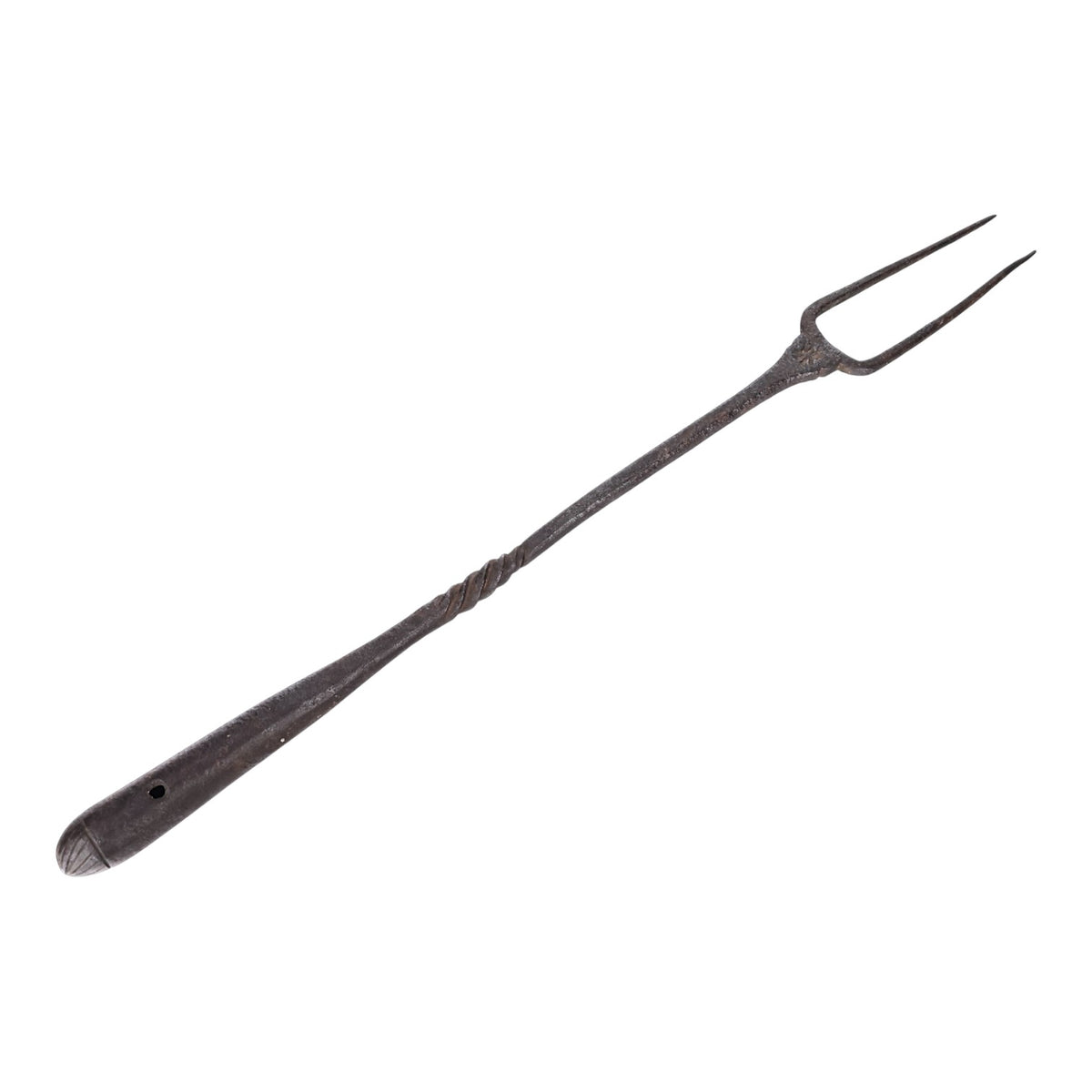 Medieval Iron Meat Fork with Struck Maker’s Mark, Twisted & Chiseled Work (English, French, or German Origin)