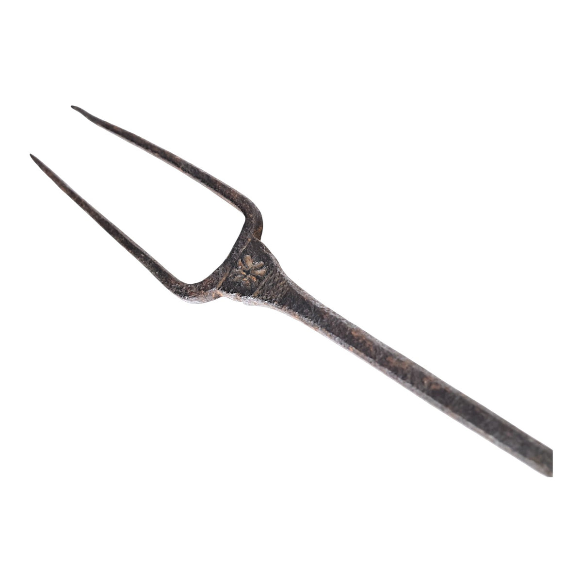 Medieval Iron Meat Fork with Struck Maker’s Mark, Twisted & Chiseled Work (English, French, or German Origin)